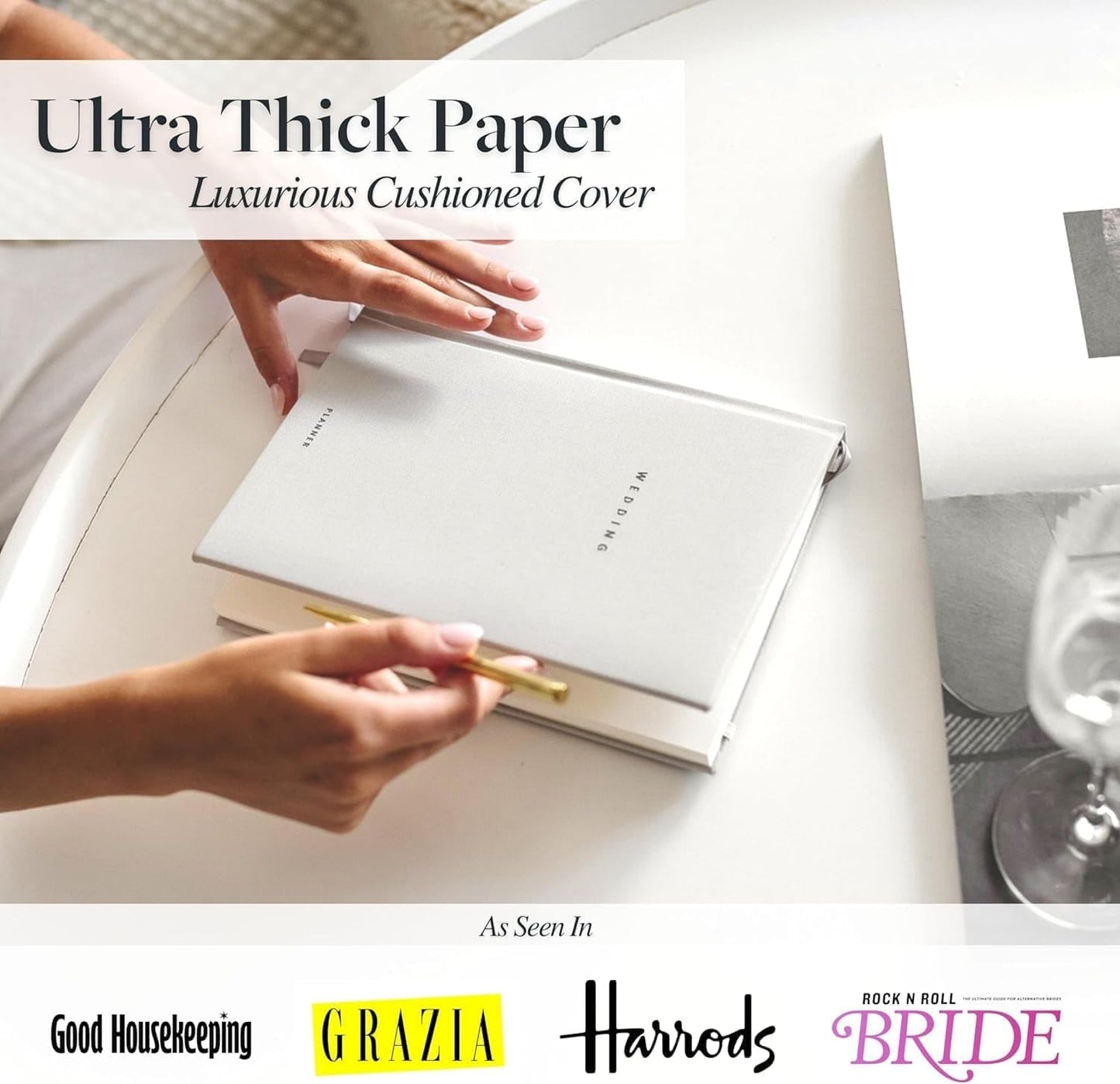 Luxury wedding planner set with ultra thick paper and a luxurious cushioned cover, perfect for wedding planning