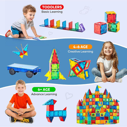 Zippytoys magnetic tiles building blocks set for creative learning with kids of different ages