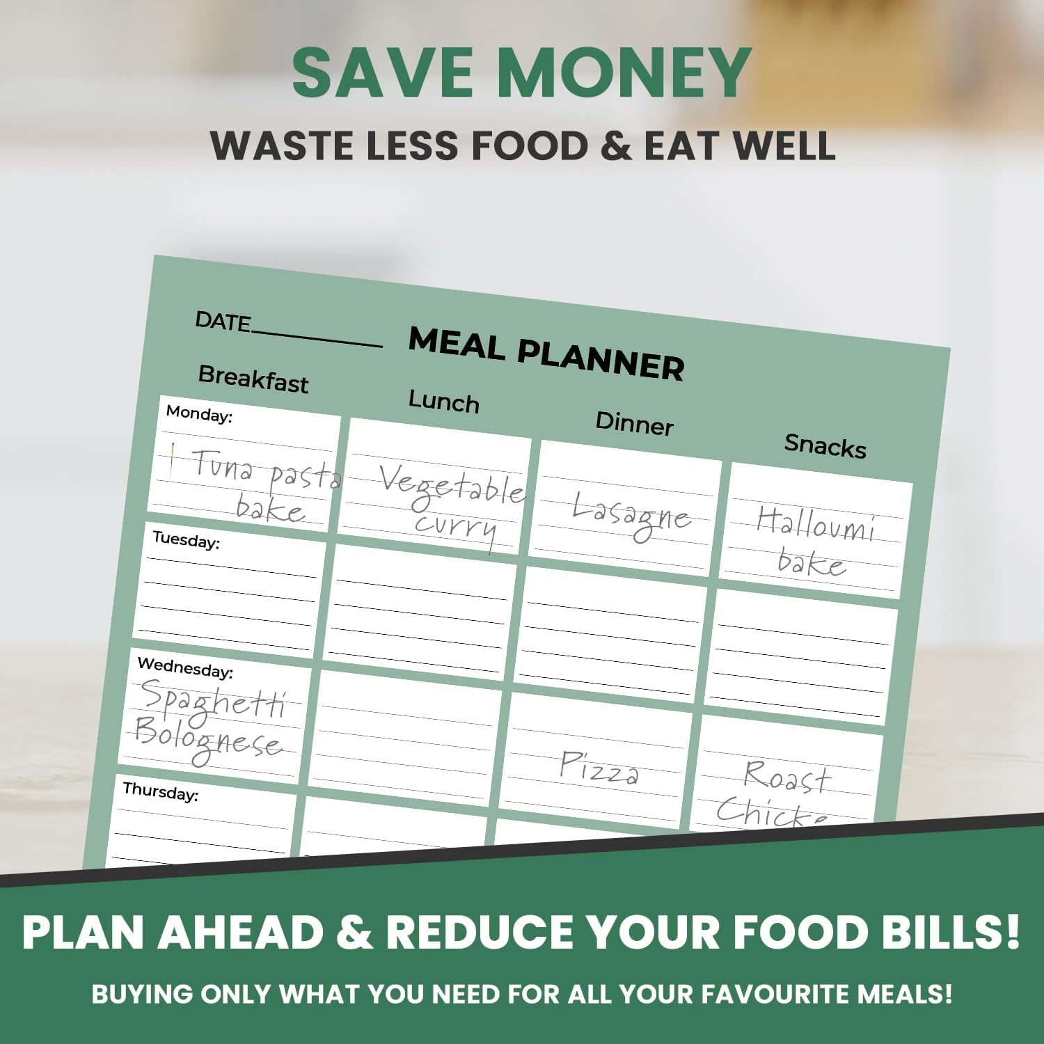MantraRaj magnetic weekly meal planner pad with meal sections for efficient meal planning