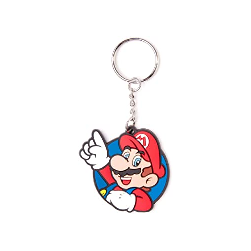 Bioworld Super Mario collectible keychain featuring Mario with a smiling expression and playful pose