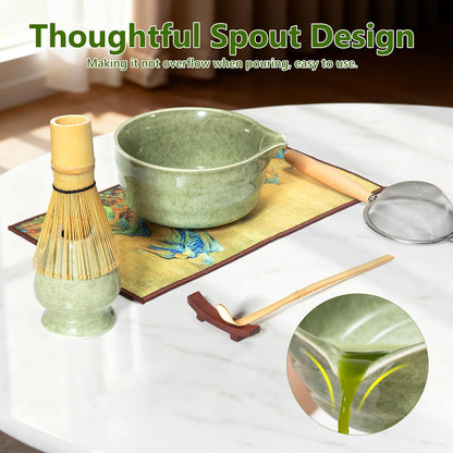 Fagalil matcha whisk set featuring a thoughtful spout design for easy pouring without overflow