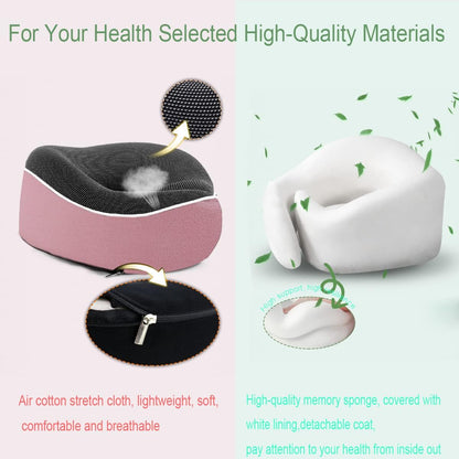 Comfortable memory foam travel pillow with breathable fabric and ergonomic support for restful journeys