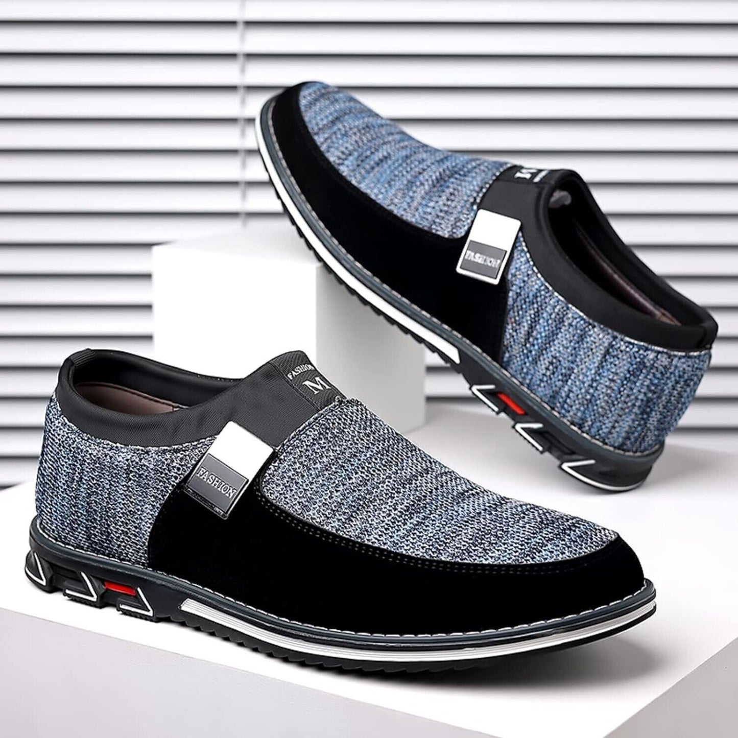 Stylish mens blue loafers UK 12.5 with modern design and comfortable fit for casual wear