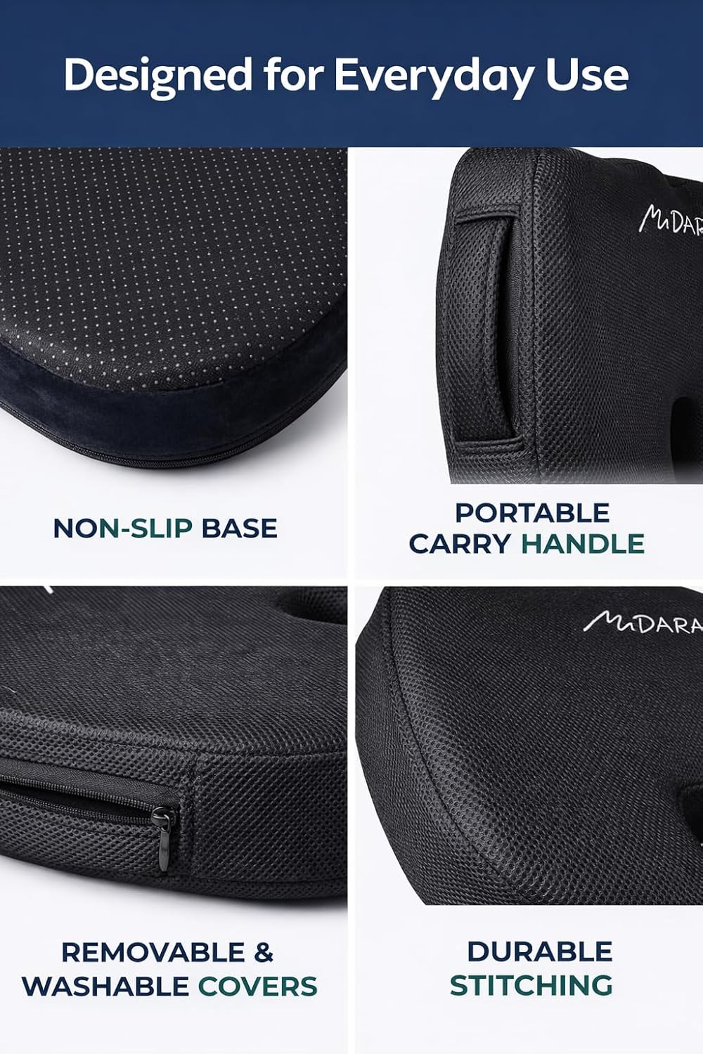 MiDARAH cushion seat with portable carry handle and removable washable covers for daily comfort