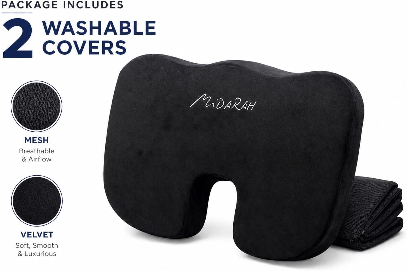 MiDARAH cushion seat with two washable covers in mesh and velvet for comfort and luxury