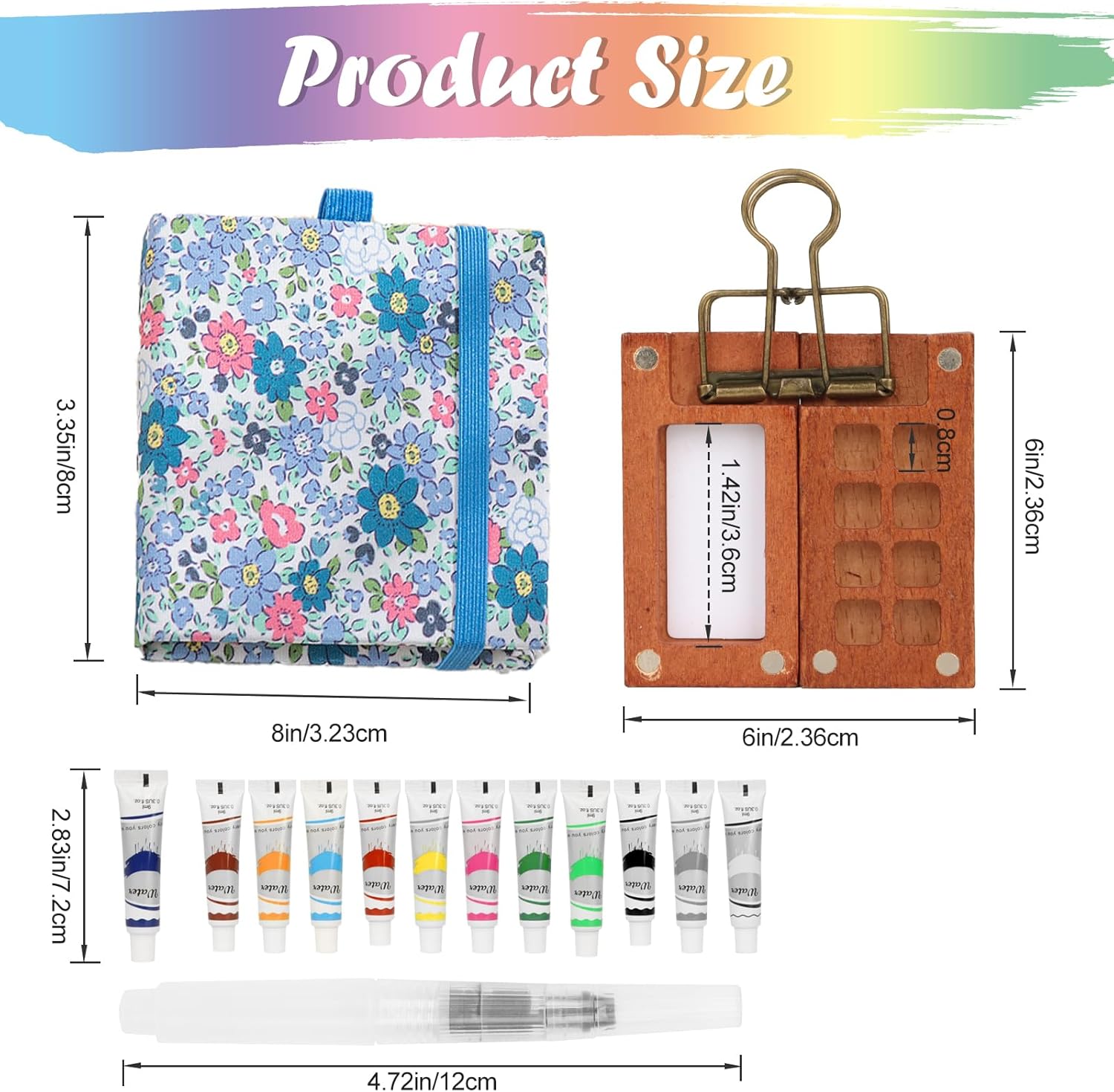 BLSFXROE mini watercolour paint set featuring a floral case, paint tubes, and a water brush for artists