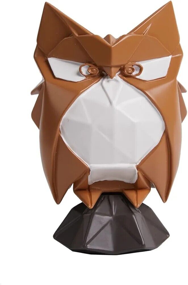 Stylish modern owl sculpture in geometric design with brown and white colours for contemporary decor