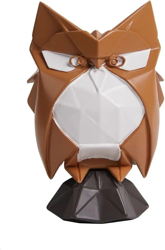 Stylish modern owl sculpture in geometric design with brown and white colours for contemporary decor