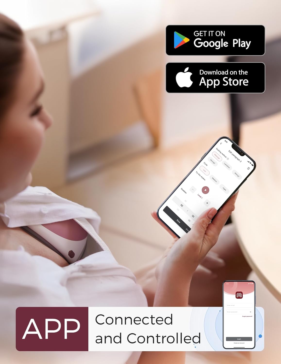 Momcozy hands free breast pump with app control for convenient breastfeeding experience