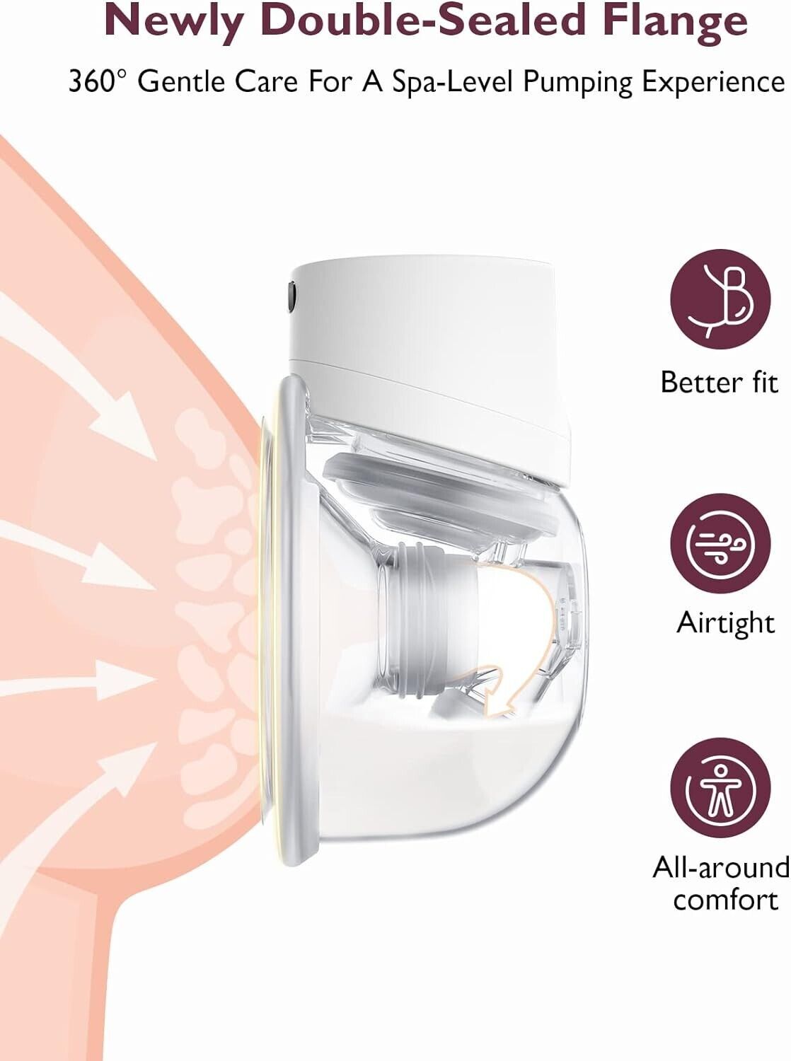 Momcozy S12 Pro wearable breast pump with newly double-sealed flange for enhanced comfort and fit