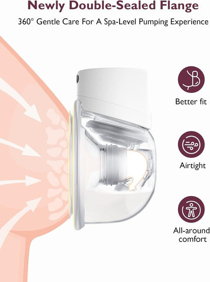 Momcozy S12 Pro wearable breast pump with newly double-sealed flange for enhanced comfort and fit