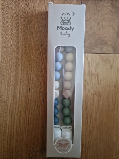 Moody Baby Stylish Dummy Clips for Babies in Soft Pastel Colours for Baby Accessories