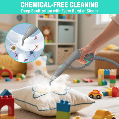 Haushof multipurpose steam cleaner spraying steam on a pillow for chemical-free cleaning
