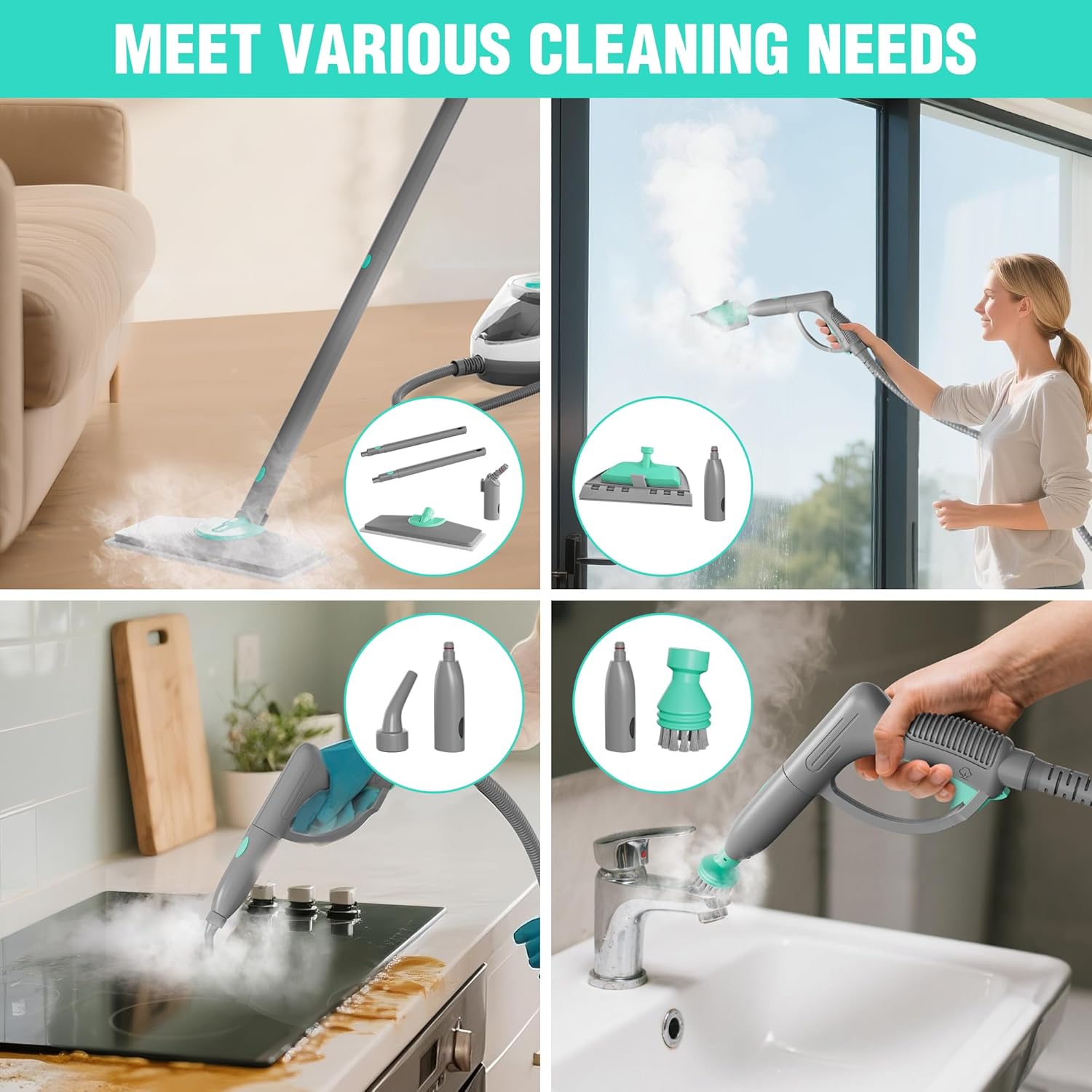 Haushof multipurpose steam cleaner with various attachments for versatile cleaning tasks around the home