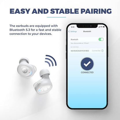 Neo Mini wireless earbuds with Bluetooth 5.3 for easy and stable pairing to your devices