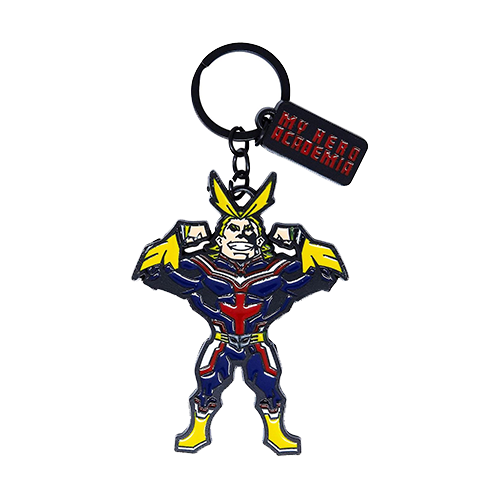 My Hero Academia All Might keyring featuring a detailed design of All Might in colorful attire