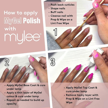Step-by-step guide for applying Mygel Colour Collection nail polish by Mylee with tips for best results