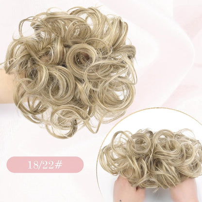 Vlasy messy bun hair piece for women in light blonde with textured curls for easy styling