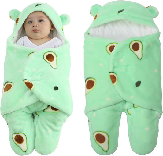 CYFSYXGS newborn baby blanket in green with avocado print, featuring a cute hood for warmth and comfort