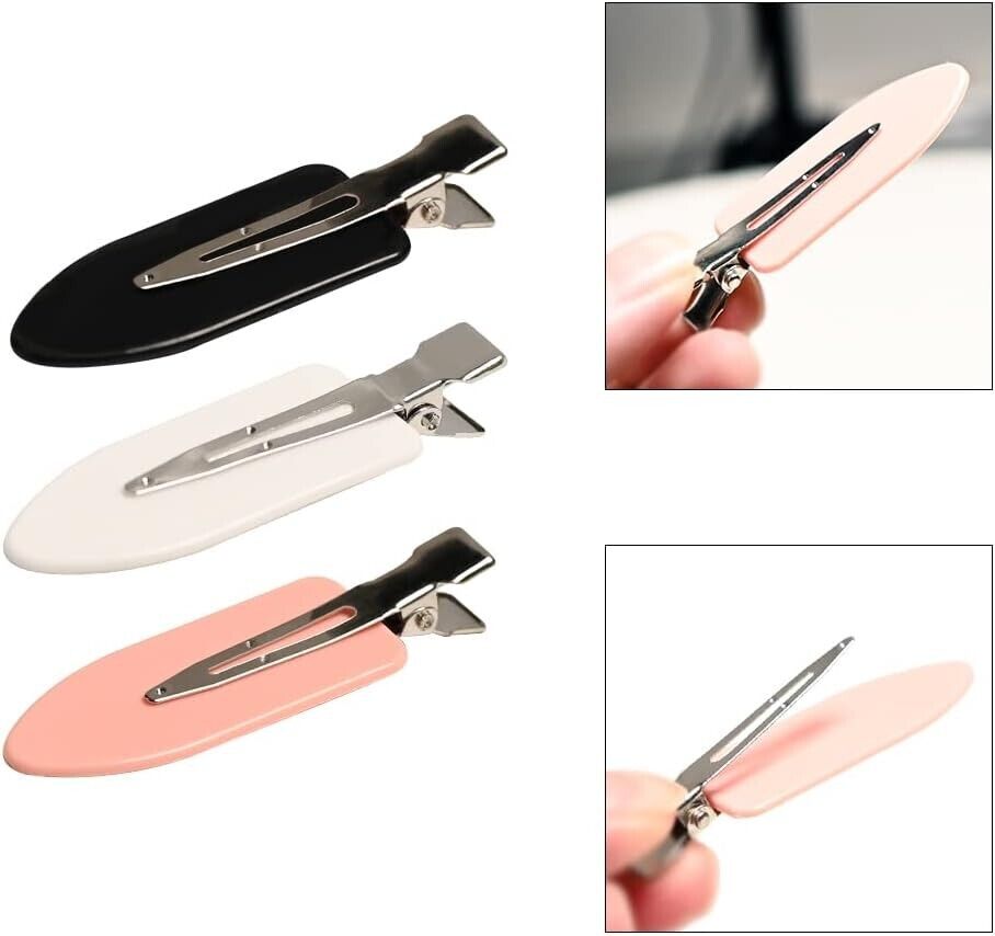 Set of no bend hair clips in black, white, and pink for easy hair styling and secure hold