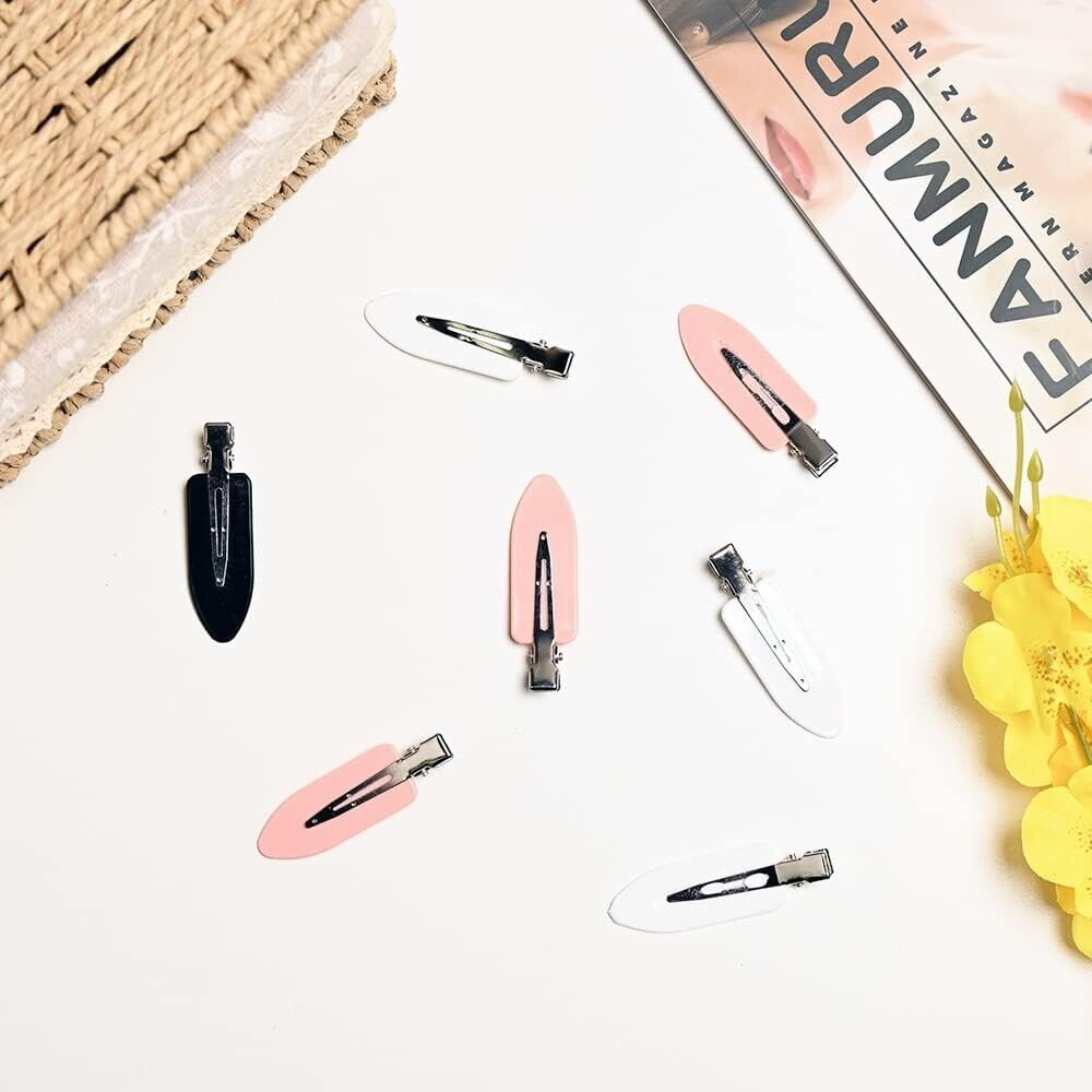 No bend hair clips set in pink, black and white for stylish hair styling and accessories