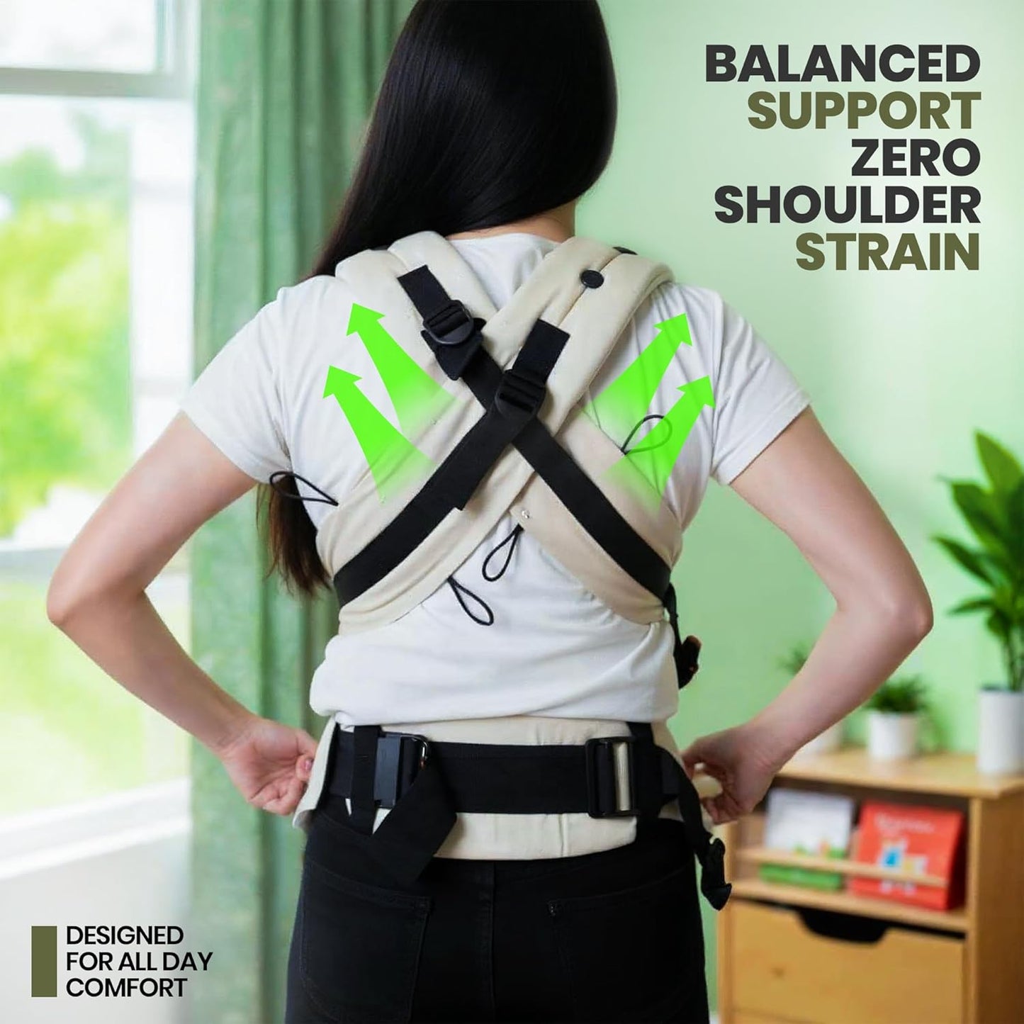 Nouize ergonomic baby carrier for newborns and toddlers with balanced support and zero shoulder strain