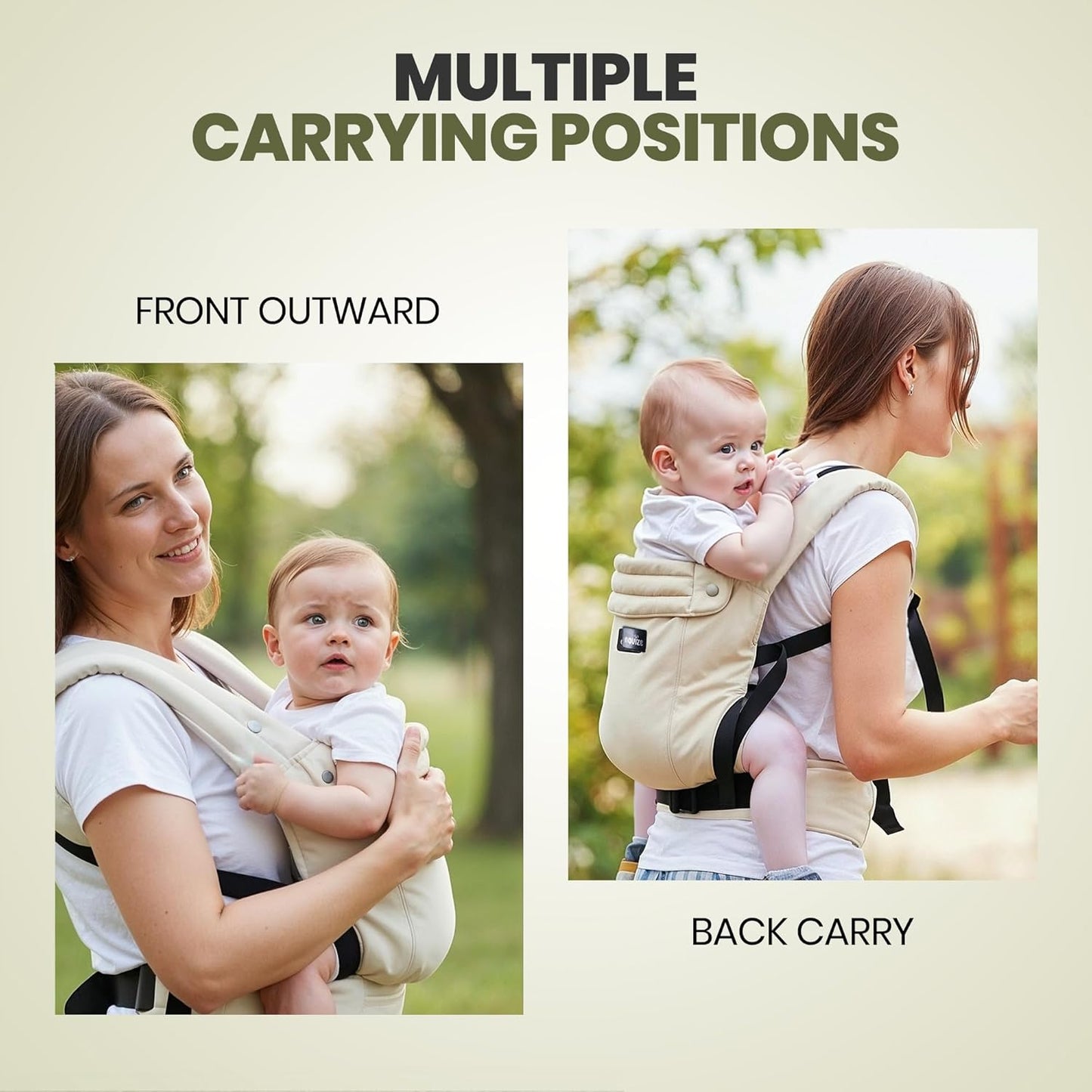 Nouize ergonomic baby carrier for newborns and toddlers with multiple carrying positions for comfort