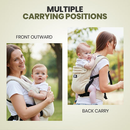 Nouize ergonomic baby carrier for newborns and toddlers with multiple carrying positions for comfort