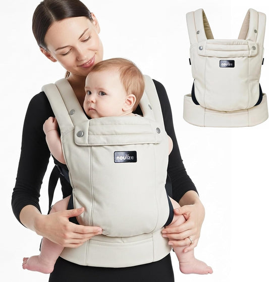 Nouize ergonomic baby carrier for newborns and toddlers with soft fabric and adjustable straps