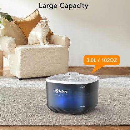 Olfjurk automatic pet water fountain with large capacity of 3.0L, perfect for keeping pets hydrated