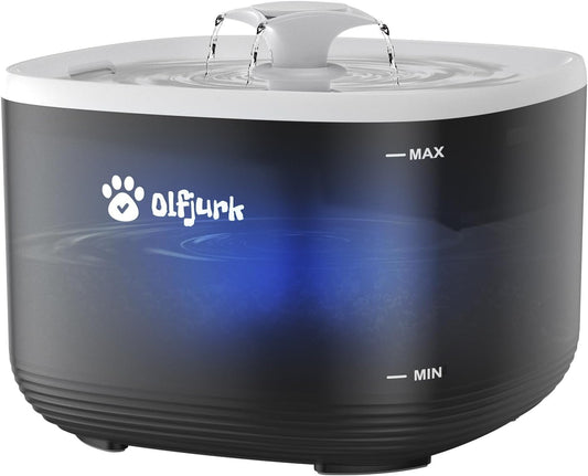 Olfjurk automatic pet water fountain with a sleek design and adjustable water levels for pets