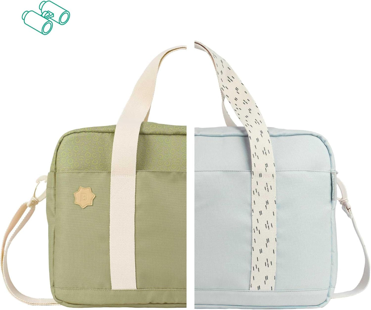 Olive baby changing bag by Badabulle with adjustable straps and stylish design for parents on the go