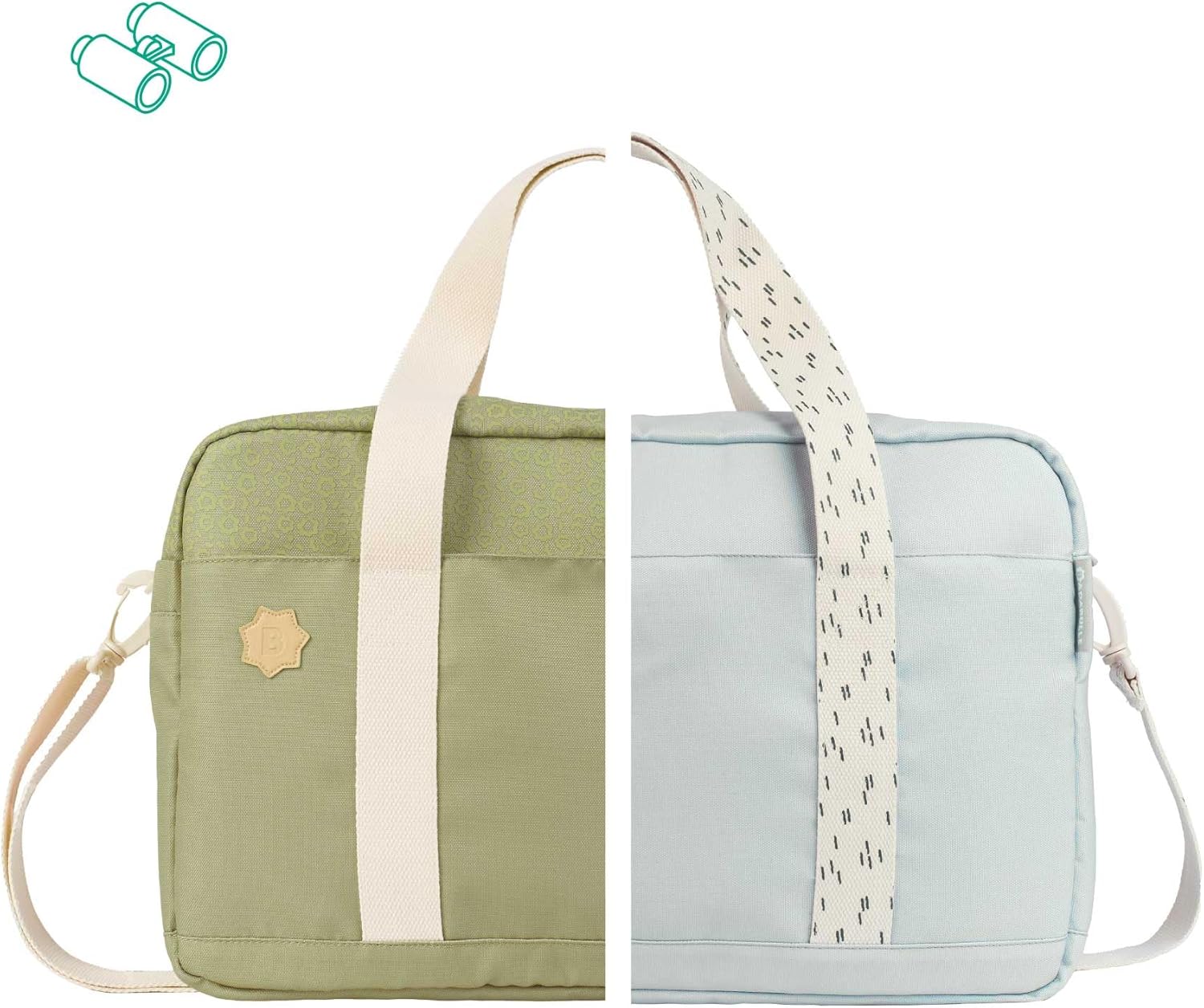 Olive baby changing bag by Badabulle with adjustable straps and stylish design for parents on the go