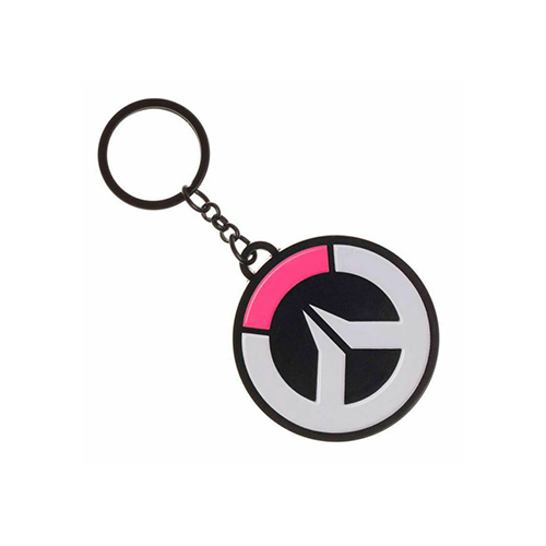 Bioworld Overwatch pink logo keyring featuring a vibrant design perfect for gaming fans