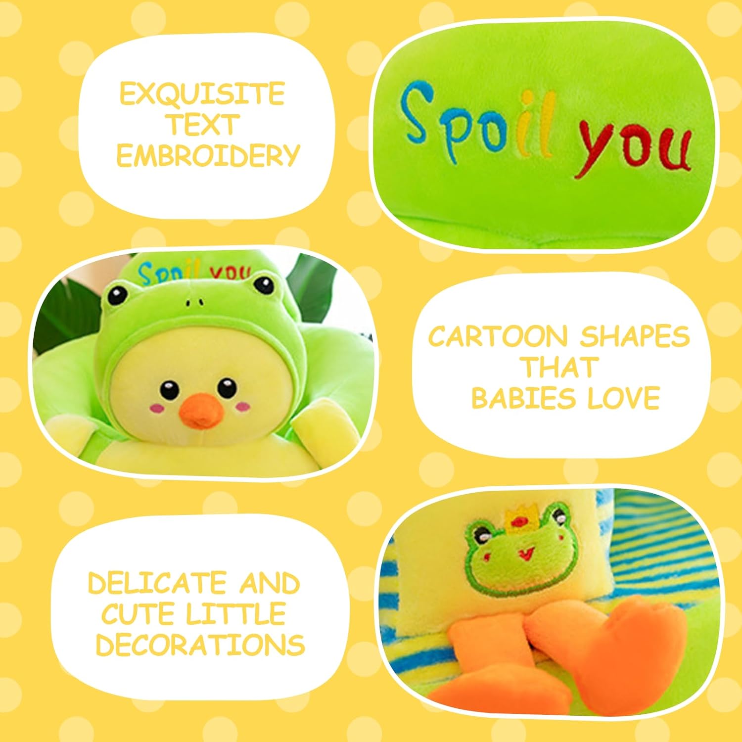 Penguin baby seat with soft plush fabric, cartoon shapes, and exquisite text embroidery for comfort