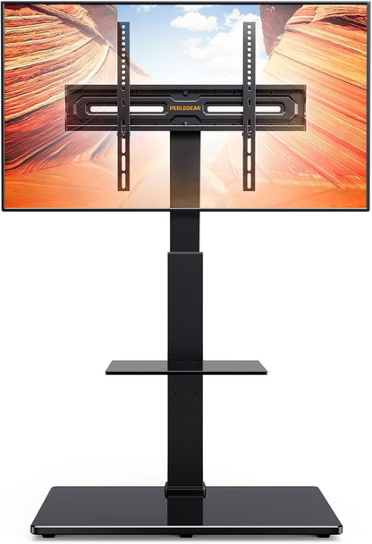 Perlegear floor stand for 30-70 inch TVs with sturdy base and adjustable height for optimal viewing