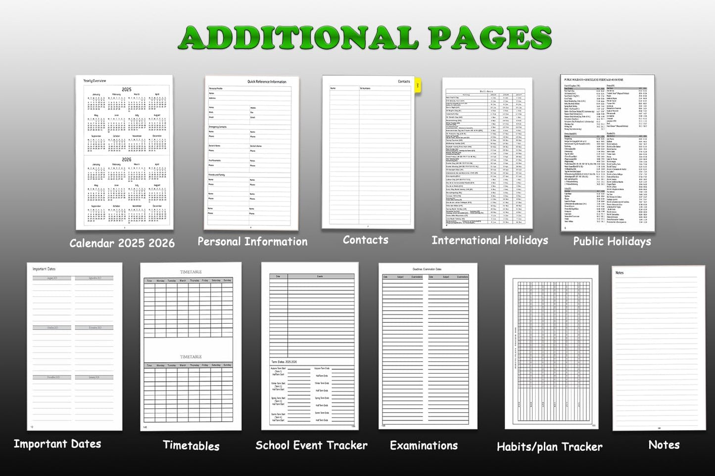YHH Personal Diary Refill 2025 2026 with additional pages for organisation and planning