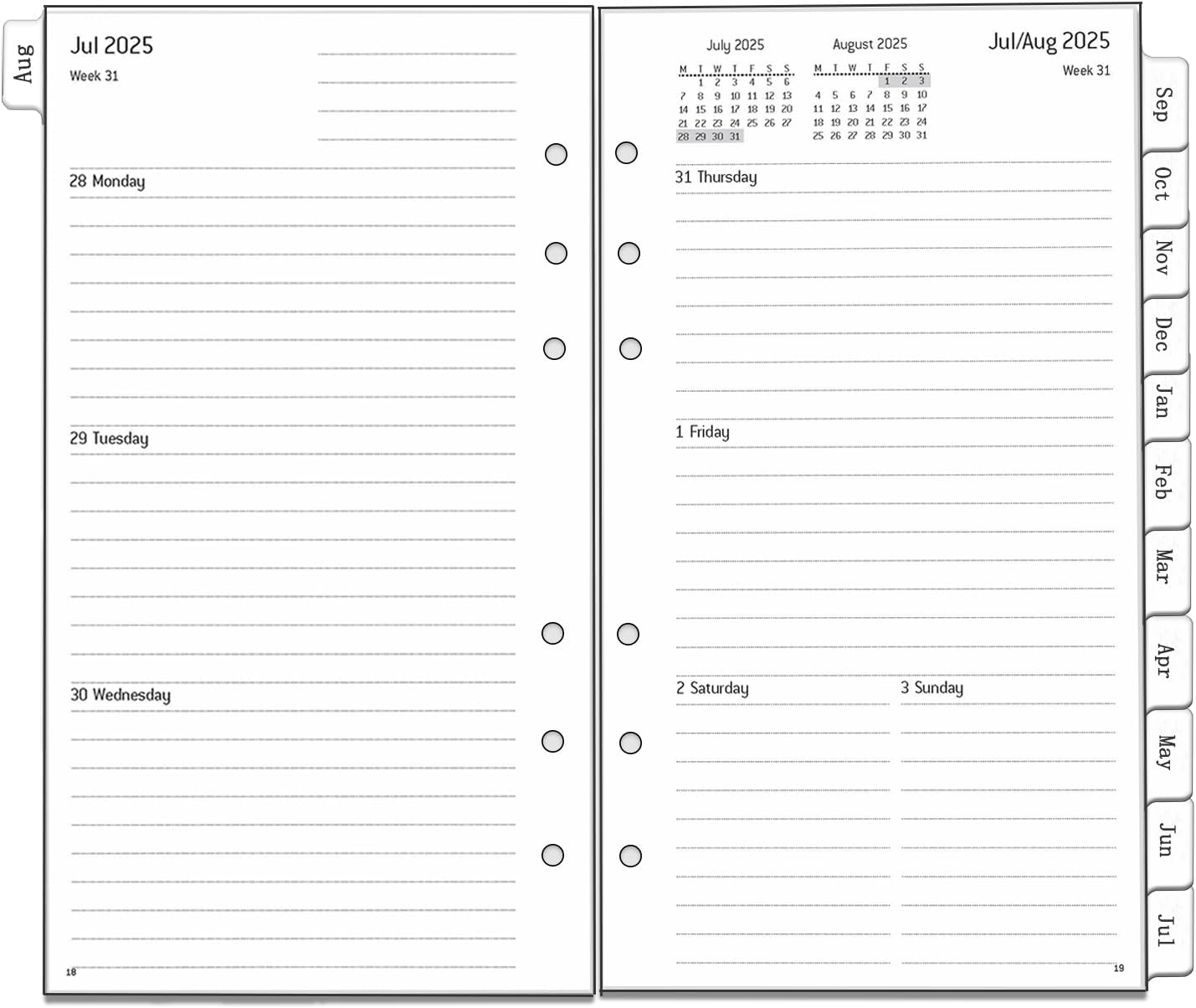 YHH personal diary refill 2025 2026 with week-at-a-glance layout for organised planning