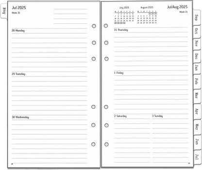 YHH personal diary refill 2025 2026 with week-at-a-glance layout for organised planning