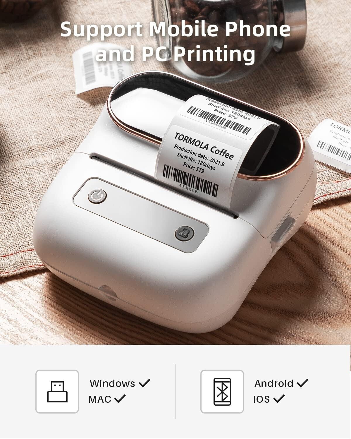 Phomemo M220 portable barcode printer, compact design for mobile and PC printing, ideal for various uses