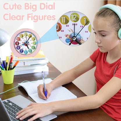 Pink alarm clock with a large dial and clear figures, perfect for kids and easy to read