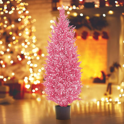 Oliya pink Christmas tree decoration with vibrant lights, perfect for festive indoor decor