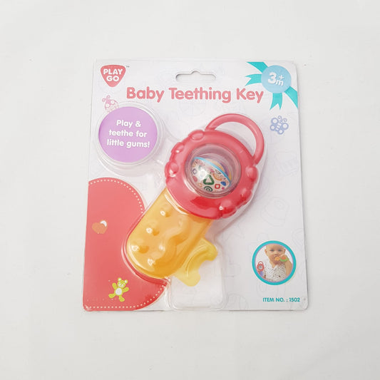 PlayGo Baby Teething Toy in key shape with colourful beads for soothing little gums