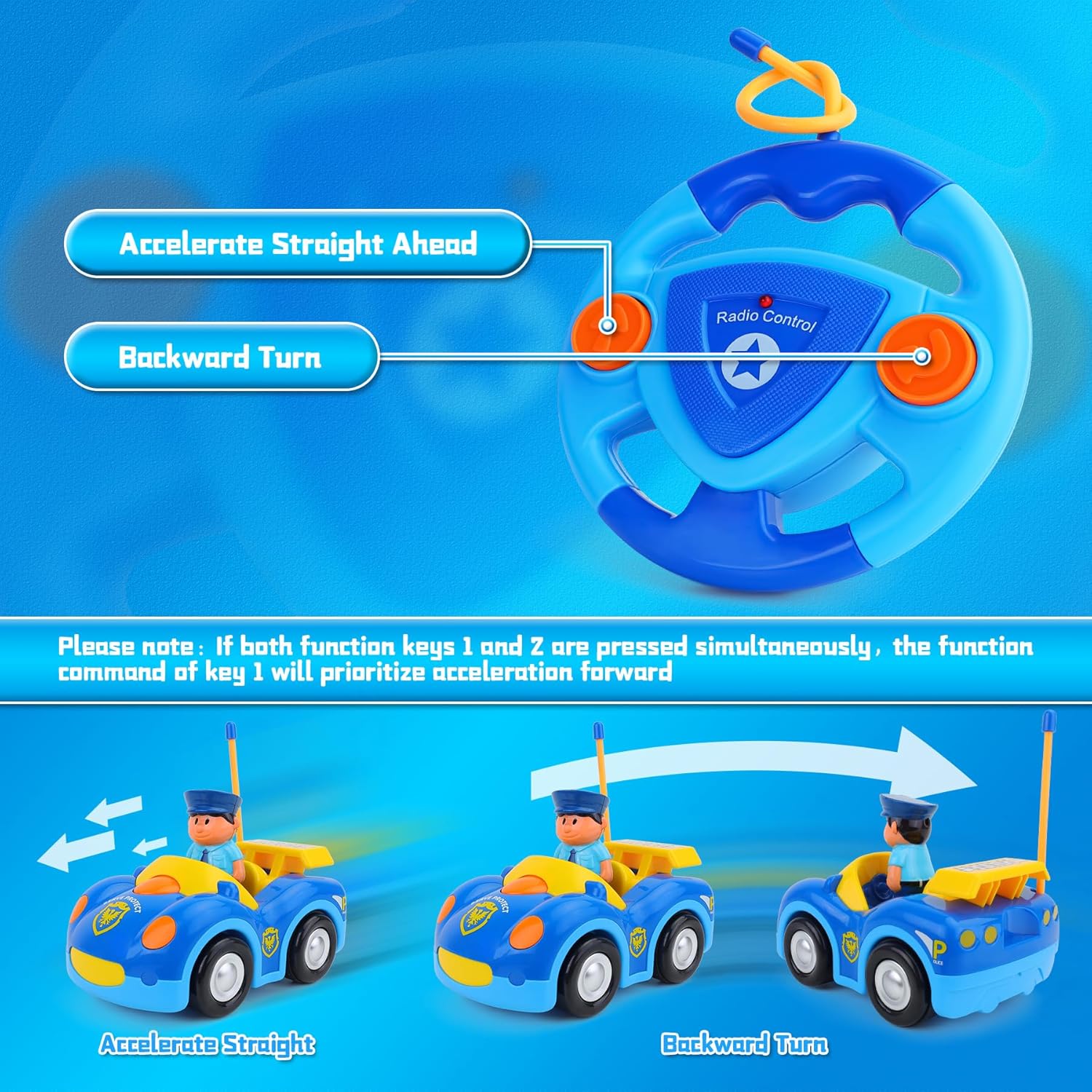 Zendstanding police remote control car for kids with easy-to-use controls for fun playtime