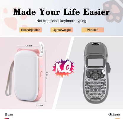 Clabel portable label maker in pink, lightweight and rechargeable for easy labelling