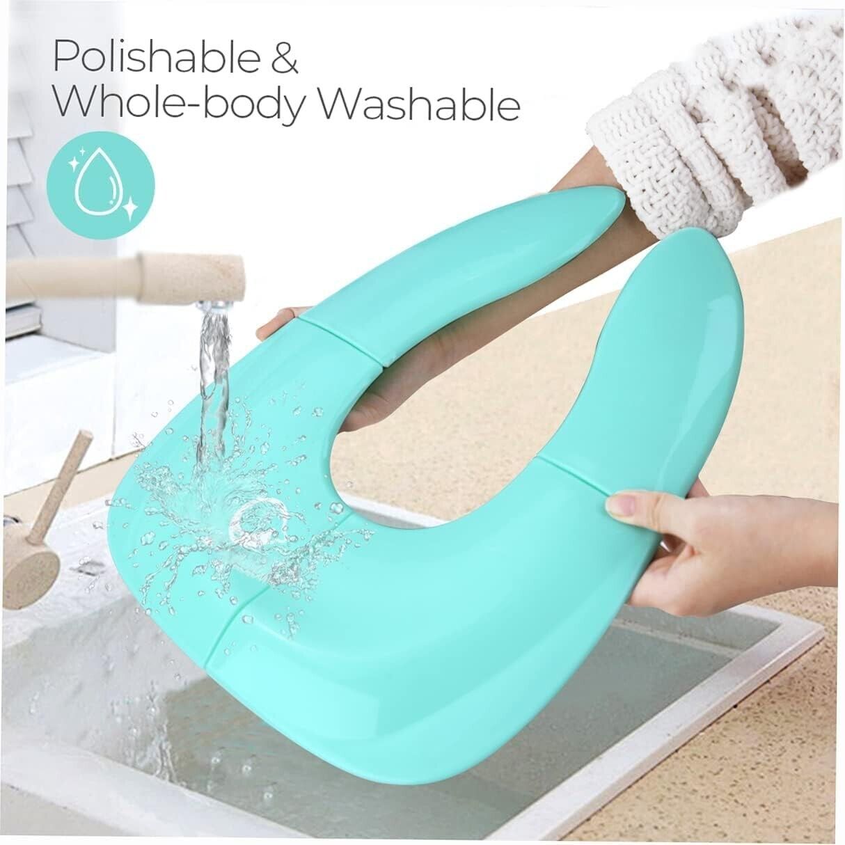Portable potty training seat for toddlers in blue, easy to clean and wash under running water