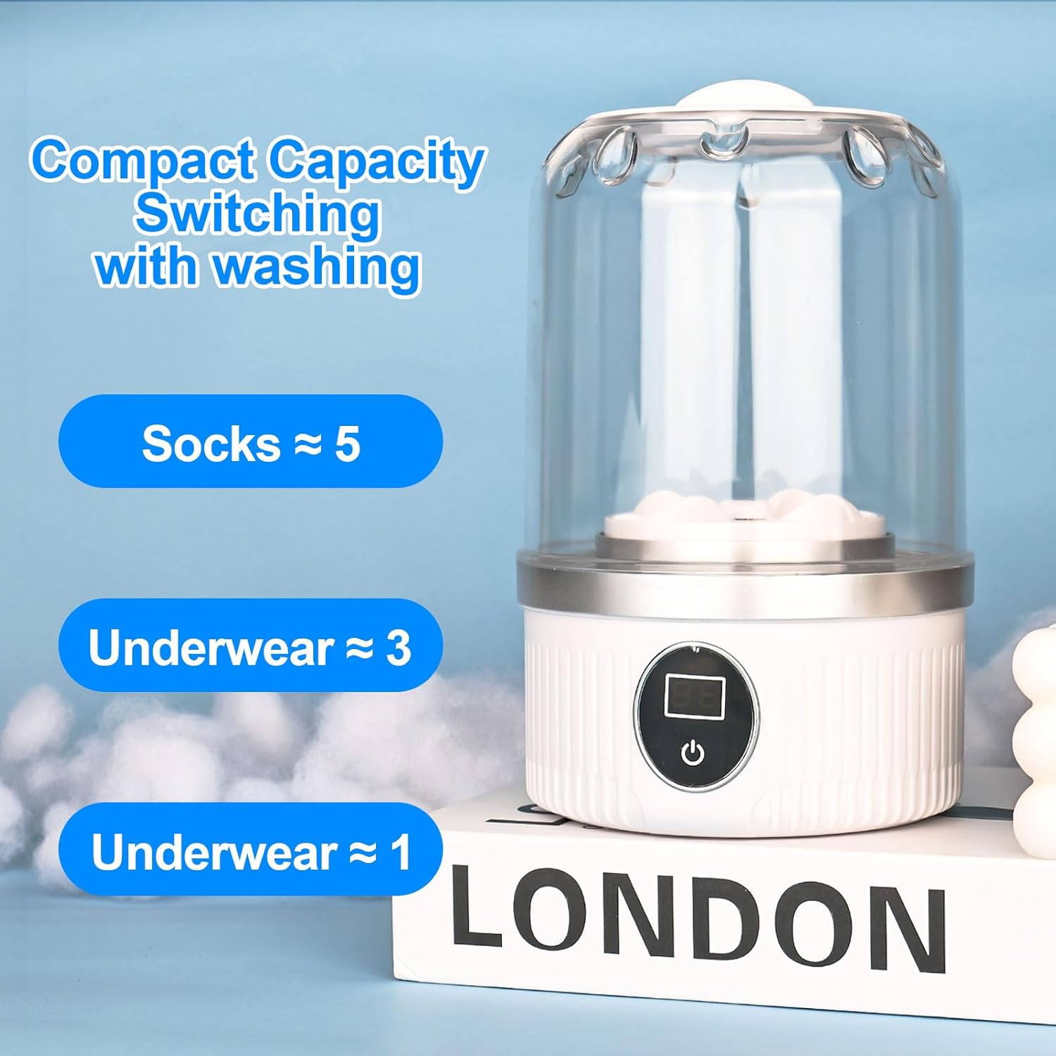 DMJJSD portable washing machine for travel with compact capacity for socks and underwear