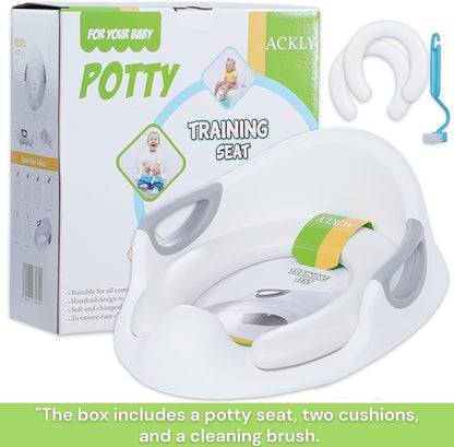 Ackley potty training seat with handles designed for comfort and safety during potty training