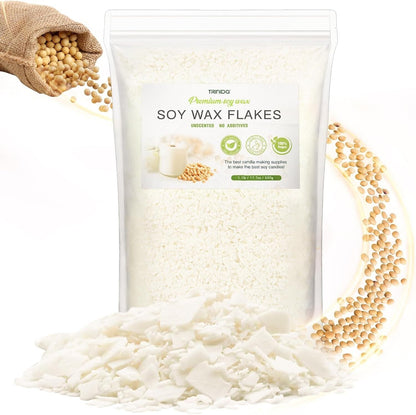 Premium soy wax flakes for candle making from The Trading Warehouse in a resealable bag