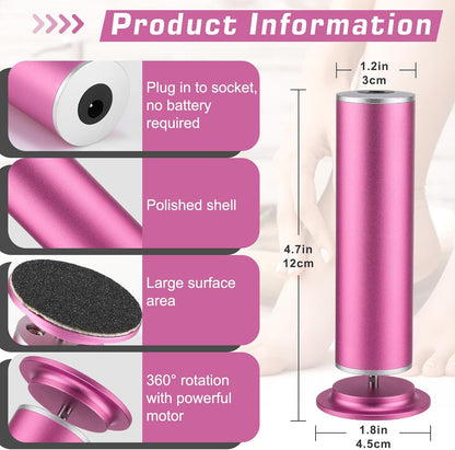 Professional pedicure tool with sandpaper discs in pink, featuring a polished shell and powerful motor